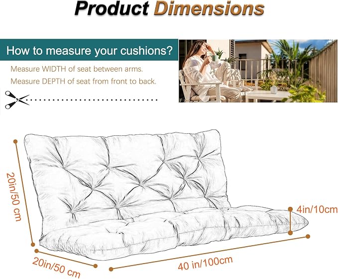 2-3 Seat Swing Replacement Cushion, Outdoor Bench Cushions - Image 6