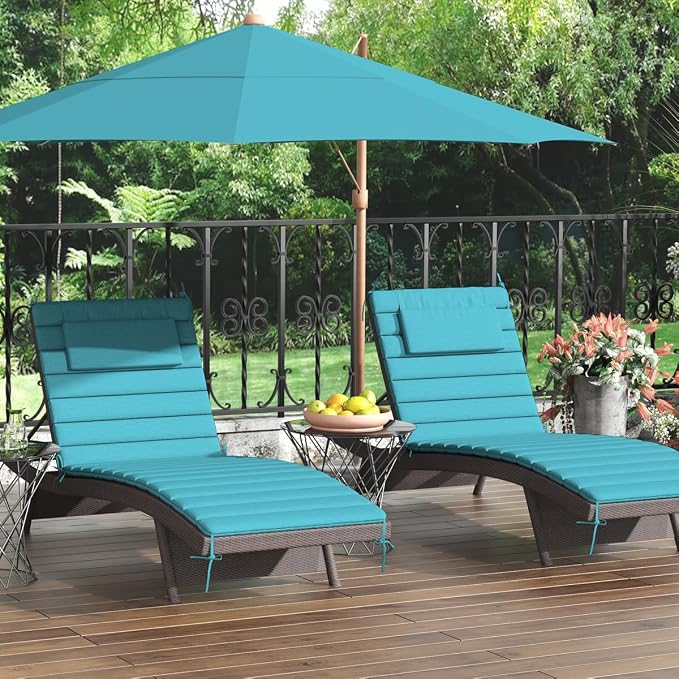 Sundale Outdoor Olefin Quilted Lounge Cushion Set of 4, Patio Foldable Chaise - Image 9