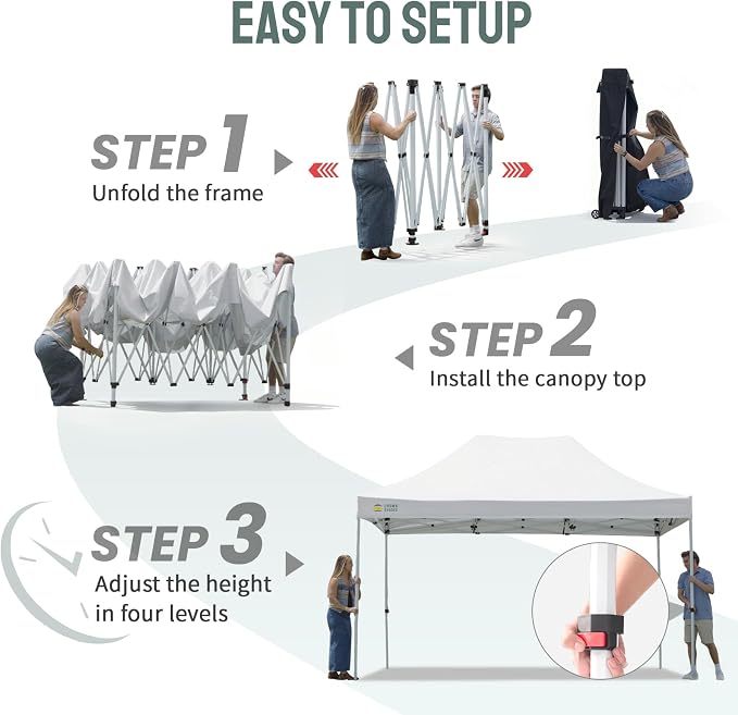 CROWN SHADES 10x15 Pop Up Canopy Tent, Thicken Frame Commercial Heavy Duty Tent - Image 3