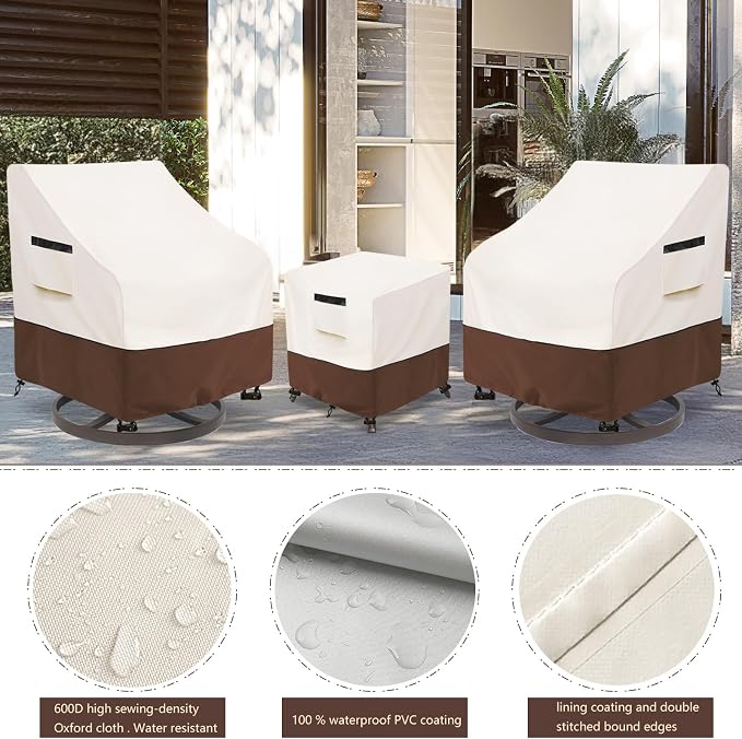 Patio Furniture Set Covers for 3 Piece Outdoor Bistro, Waterproof 100% Outdoor - Image 5