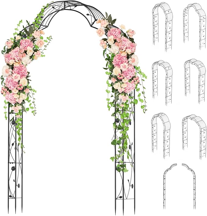 Giantex 2 Half Garden Arch Trellis, 8.2 FT Metal Garden Arbor, 6 Sizes by Giantex