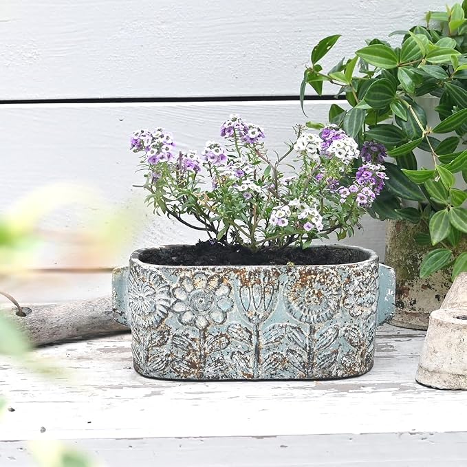 8 inch Blue Pots Planters Indoor Plants Succulent Pots Rectangle Window Box by Unknown