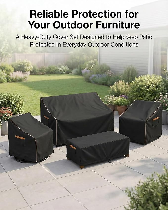 Outdoor Furniture Cover Waterproof, 4-Piece Outdoor Patio Furniture Cover Set - Image 8