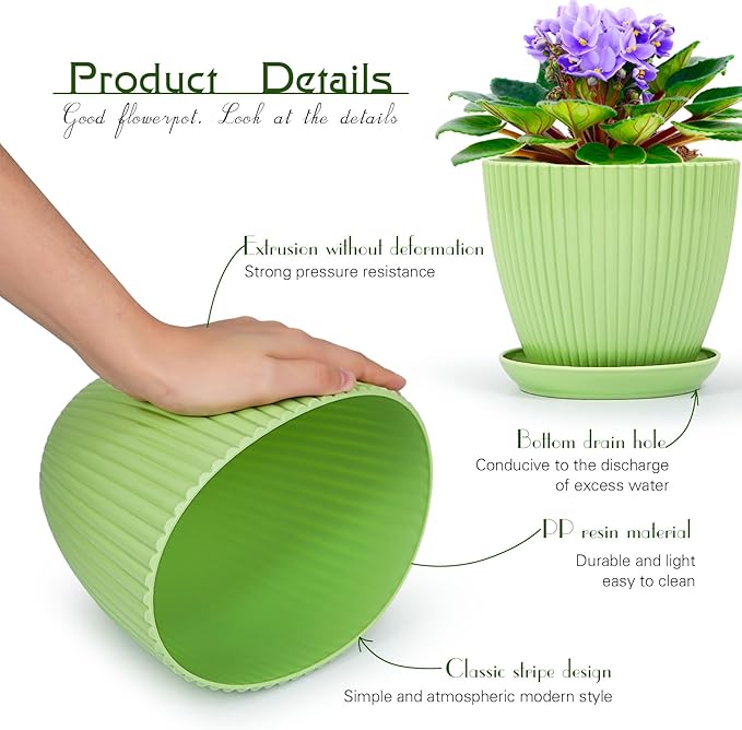 Plant Pots Indoor with Saucers & Drainage - Image 5