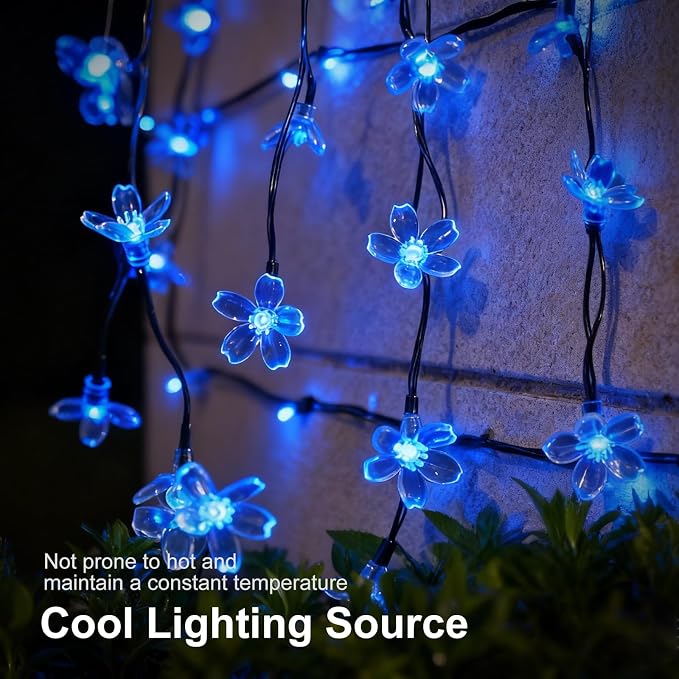 2 Pack Total 52FT 120 LED Solar String Lights Outdoor Waterproof Flower Fairy - Image 4