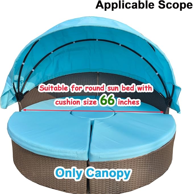Patio Daybed Canopy Replacement Top, Retractable Top Cover - Image 2
