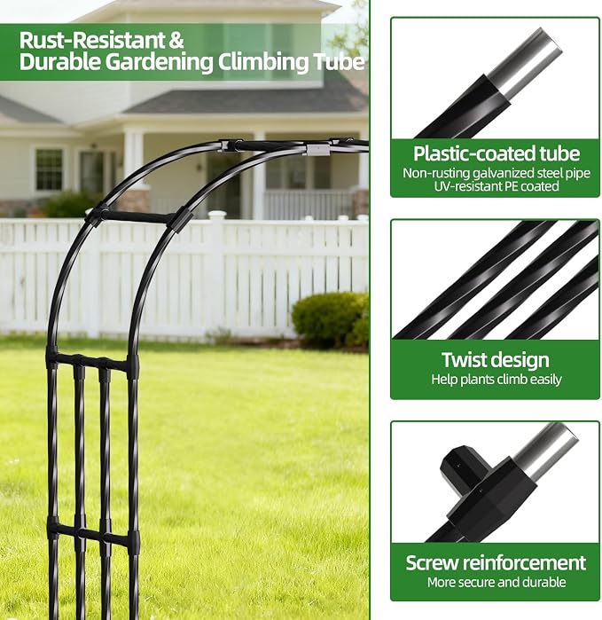 Garden Arch Trellis, 6.9FT Metal Garden Arbor Trellis - Image 3