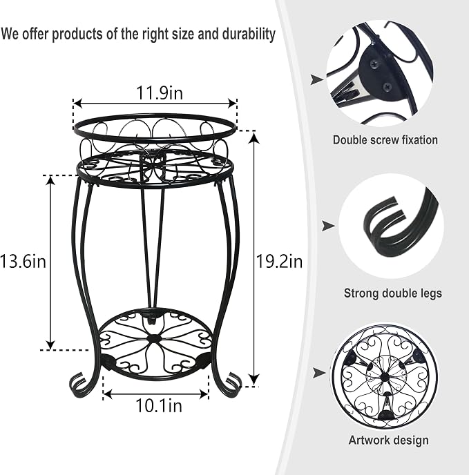 2 Pack 19.2 inch Metal Plant Stand Rack - Image 3