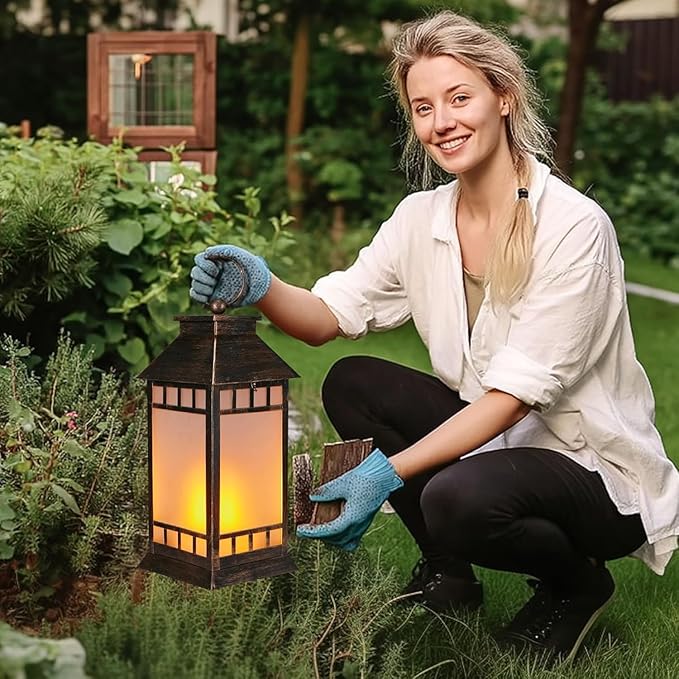 18'' Glass Solar Lantern Outdoor Waterproof, Large Hanging Solar Lanterns - Image 8