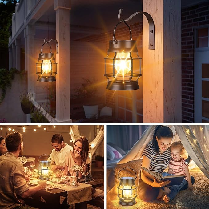 UBright 2 Pack Solar Lantern Lights Outdoor Waterproof Metal Hanging Solar - Image 6