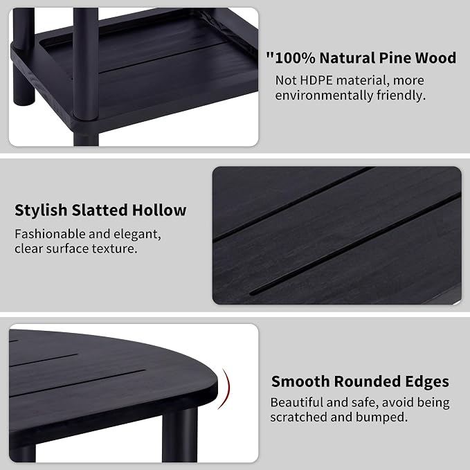 2 Tier Outdoor Side Table, Solid Wood Small Outdoor End Tables, Patio Table - Image 6