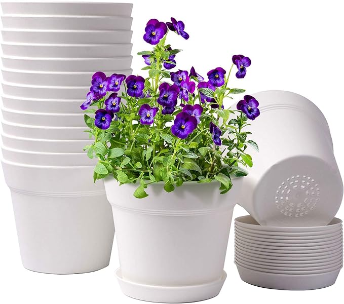 homenote Pots for Plants, 15 Pack 6 Inch Plastic Planters by HOMENOTE