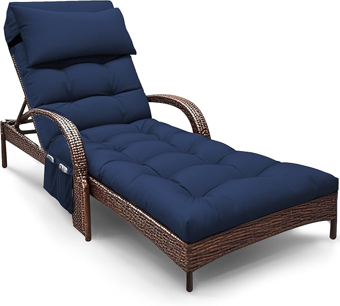 Outdoor Chaise Lounge Chair Cushion, Waterproof Outdoor Chair Cushions by Moutosne