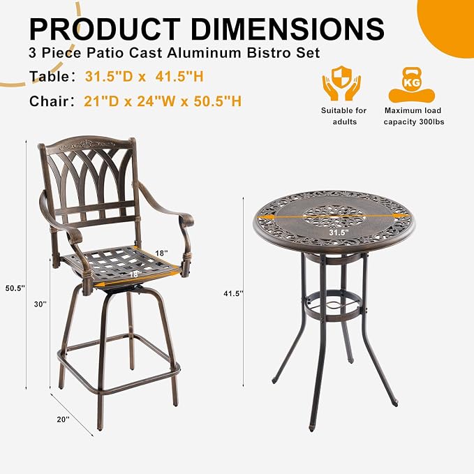 Bar Height Outdoor Table and Chairs - Image 7