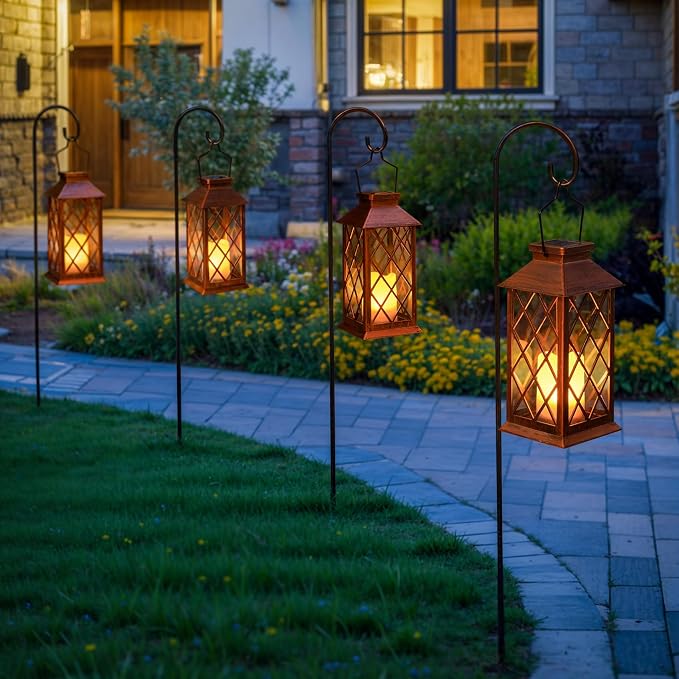 2Pack 10" Solar Outdoor Lanterns Waterproof Garden Gifts Women, Halloween - Image 8