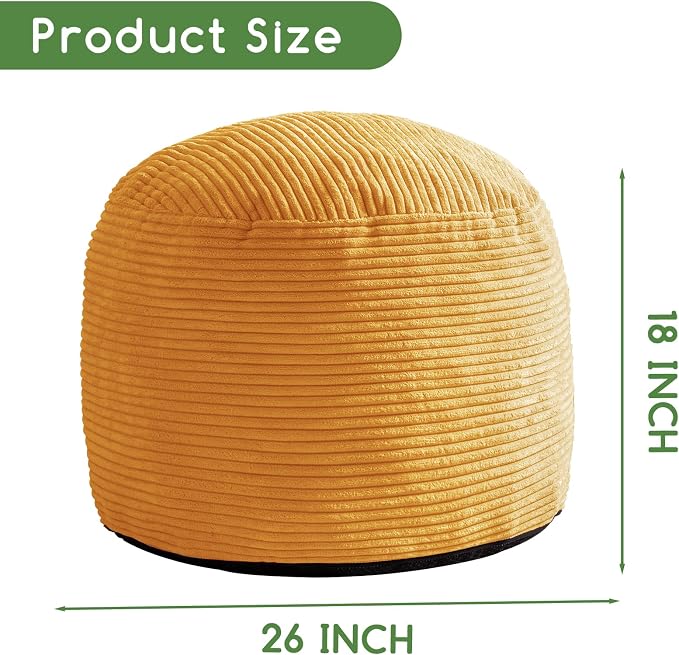 HIGOGOGO Round Stuffed Pouf Ottoman, Corduroy Poufs - Image 2