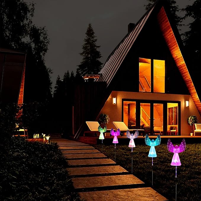 Angel Solar Lights for Cemetery, 2 Pack Solar Lights Outdoor Garden, Color - Image 8
