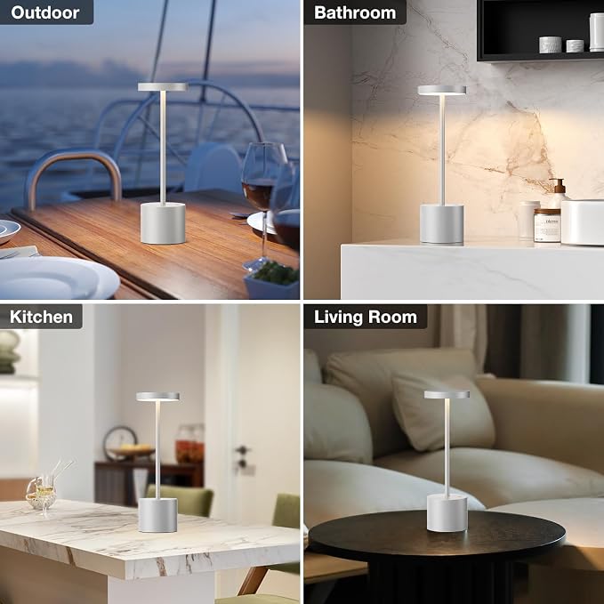 Kakanuo Silver Gray Cordless Lamp Set, Rechargeable Lamp, 3 Color Temperature - Image 4