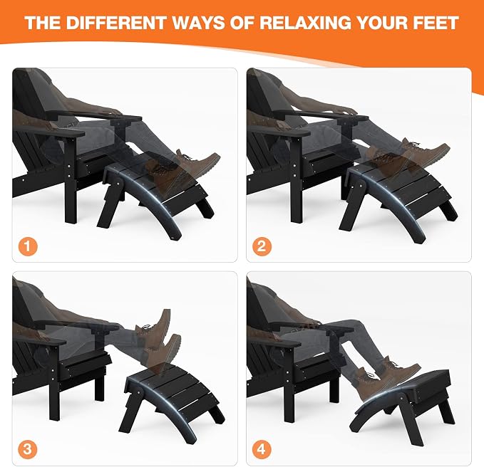 YEFU Adirondack Ottoman, Patio Foot Rest, Adirondack Foot Rest, Folding - Image 7