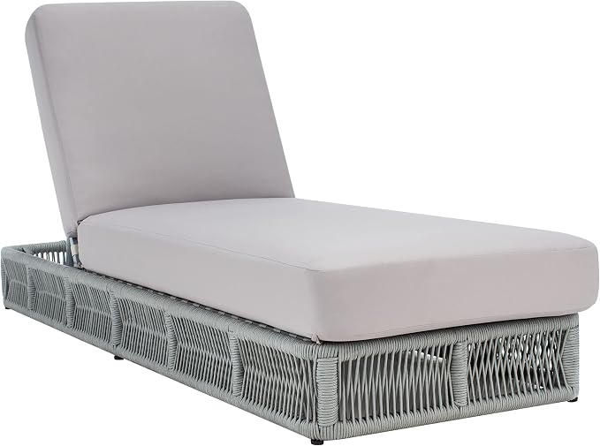SAFAVIEH Outdoor Collection Gillian Grey Rope/Grey Cushion Chaise Lounge Chair - Image 4
