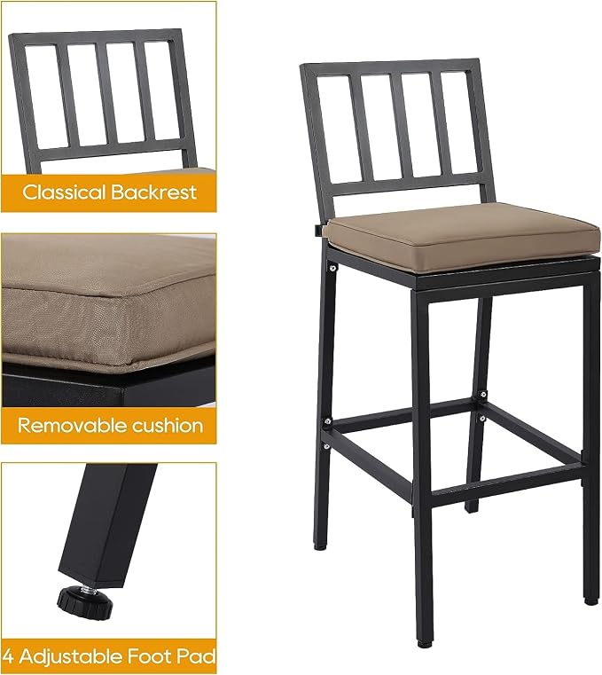 Outdoor Patio Bar Set, Bar Height Patio Dining Set, Weather-Resistant Bistro - Image 4