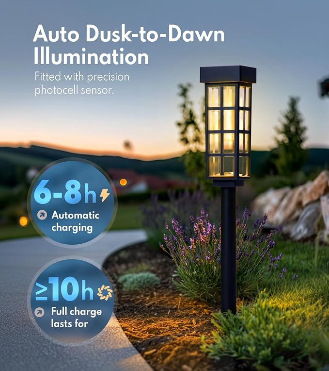 PASAMIC 24" Solar Pathway Lights Outdoor, 8 Pack Bright Garden Light - Image 2