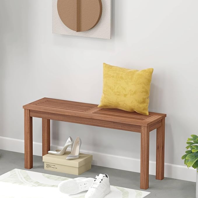 Tangkula Patio Wood Bench, 2-Person Solid Wood Bench - Image 9