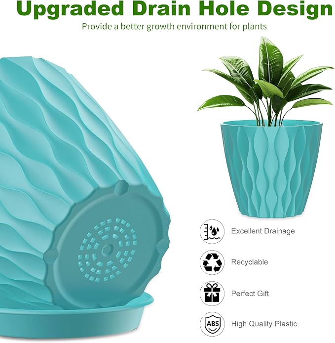 6 Pack 7 Inch Indoor Plant Pots - Image 3