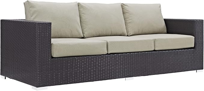 Modway Convene Wicker Rattan Outdoor Patio Sofa in Espresso Beige by Modway