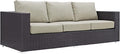 Modway Convene Wicker Rattan Outdoor Patio Sofa in Espresso Beige by Modway