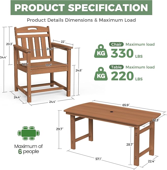 5-Piece Outdoor Dining Furniture Set - Image 2