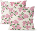 Preppy Pink Pillow Covers 24x24 Inch 2 Pcs Green Hydrangea Flower Decor Throw by DAFENA