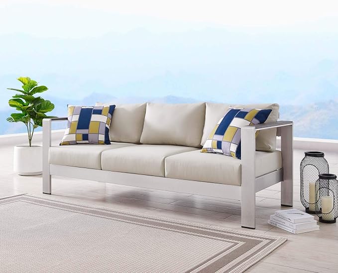 Modway Shore Aluminum Metal Outdoor Patio Sofa - Image 9
