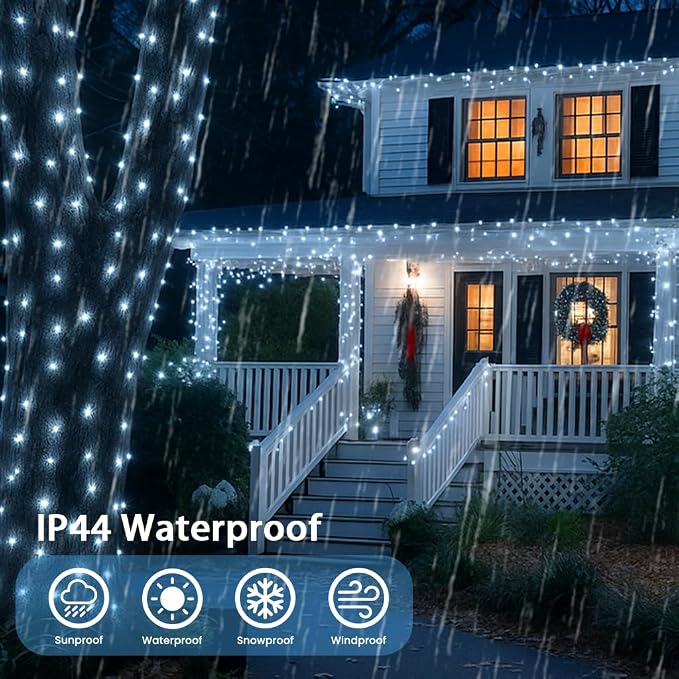 Connectable 200 LED String Lights Indoor Outdoor, 66FT Cool White Christmas - Image 4