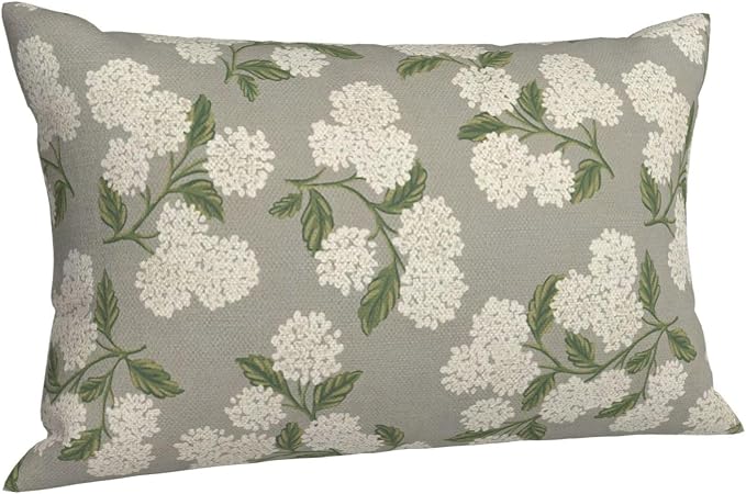 Grey Spring Pillow Covers 12x20 Inch 2 Pcs Gray Green Hydrangea Flower Decor - Image 7