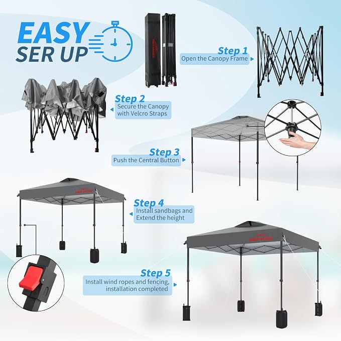 12x12 Pop Up Canopy, Easy Up Canopy Tent, Heavy Duty Tents - Image 4