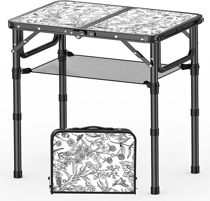 Toile de Jouy-Inspired Camping Table, Vintage French Floral Pattern Folding by YihuiKo
