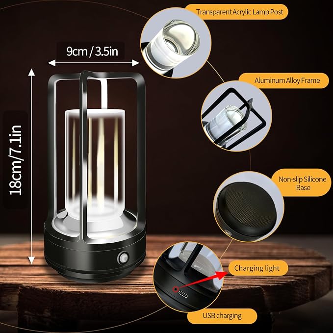 Portable Metal Table Lamp, 4000 mAh Rechargeable Outdoor Table Lamp, 3 Color - Image 4