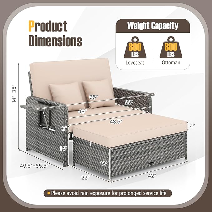 RELAX4LIFE Wicker Patio Outdoor Daybed - Image 3
