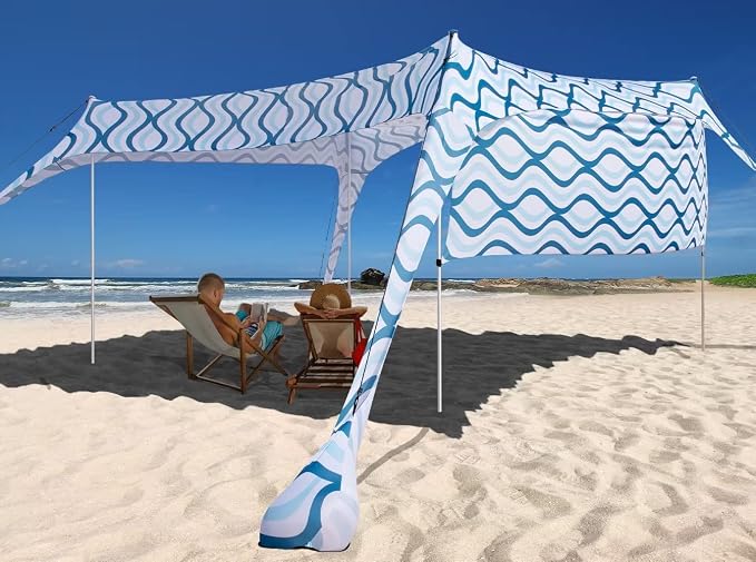 Beach Canopy Tent Shade with Sidewalls 10x10FT, 6.6FT Tall, UPF50+ Sun Shelter by easierhike