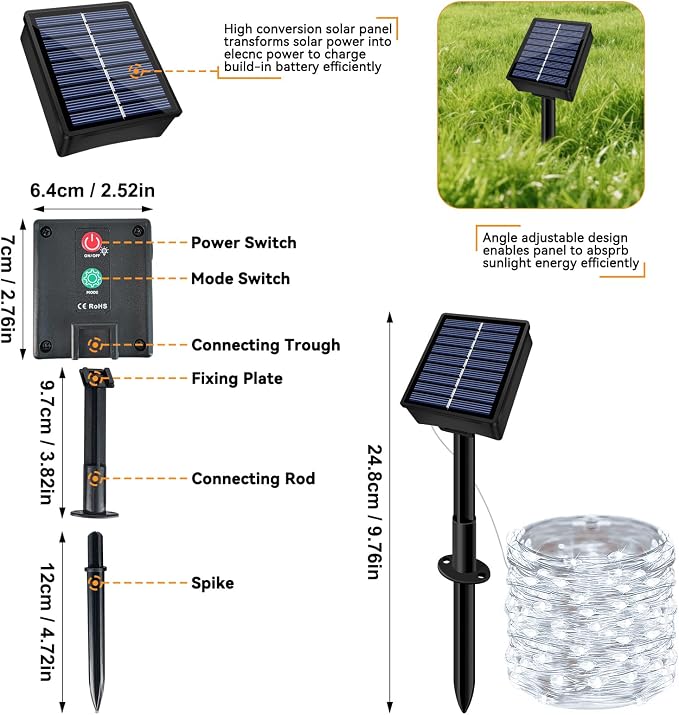 Solar String Lights Outdoor Waterproof 2 Pack Total 66ft 200LED 8 Modes Twinkle - Image 7