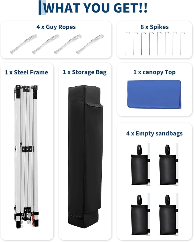 Canopy Tent, GarveeLife 10X10 FT Pop Up Canopy Outdoor Instant Tent Slant Legs - Image 7