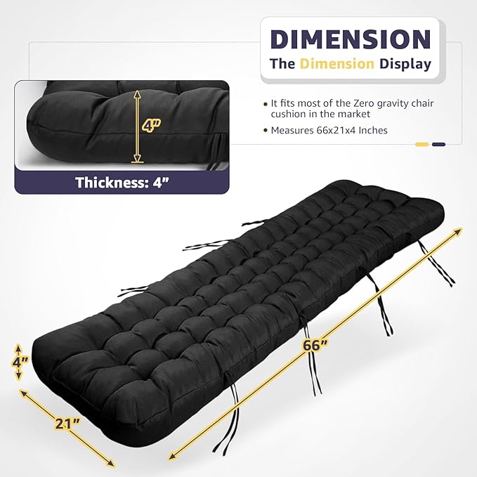 Patio Lounge Chair Cushion, Waterproof Zero Gravity Chair Cushions - Image 2