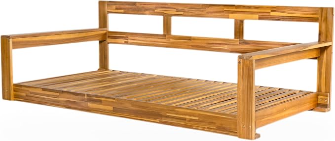 Harper & Bright Designs Patio Wooden Twin Size Porch Swing Daybed Frame - Image 9