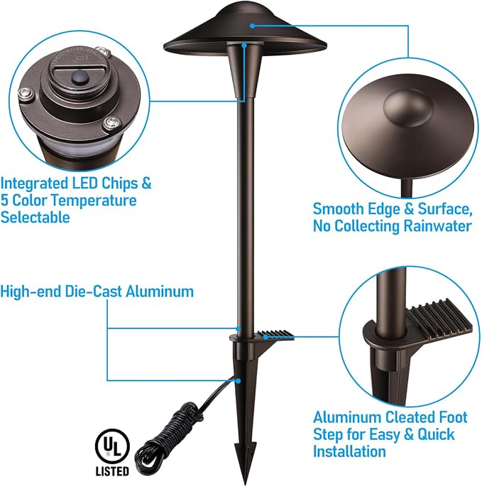 LEONLITE Update 5CCT Low Voltage Pathway Lights, LED Landscape Path Lights - Image 7