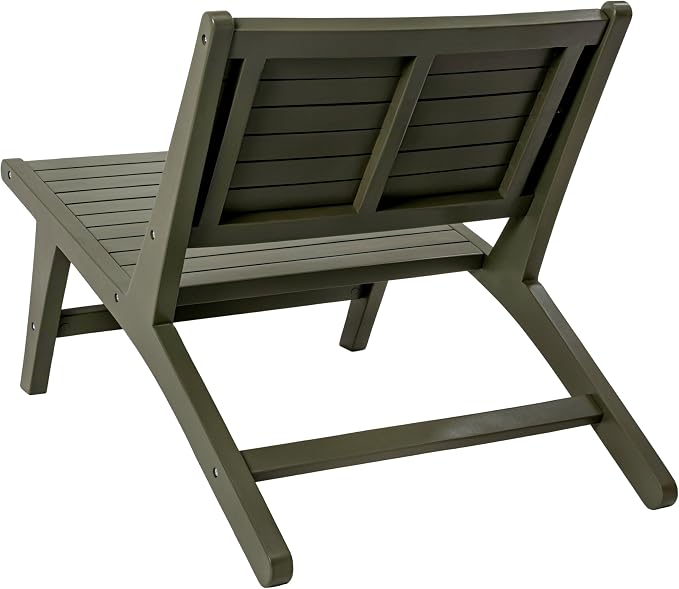 JONATHAN Y PAT2000D Leo Mid-Century Modern Wood Armless Outdoor Lounge Chair - Image 7