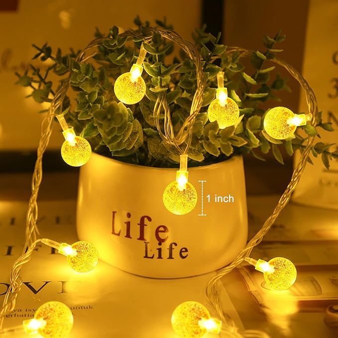 Minetom Crystal Globe String Lights Plug in - 66 ft 200 LED Globe Fairy String - Image 6