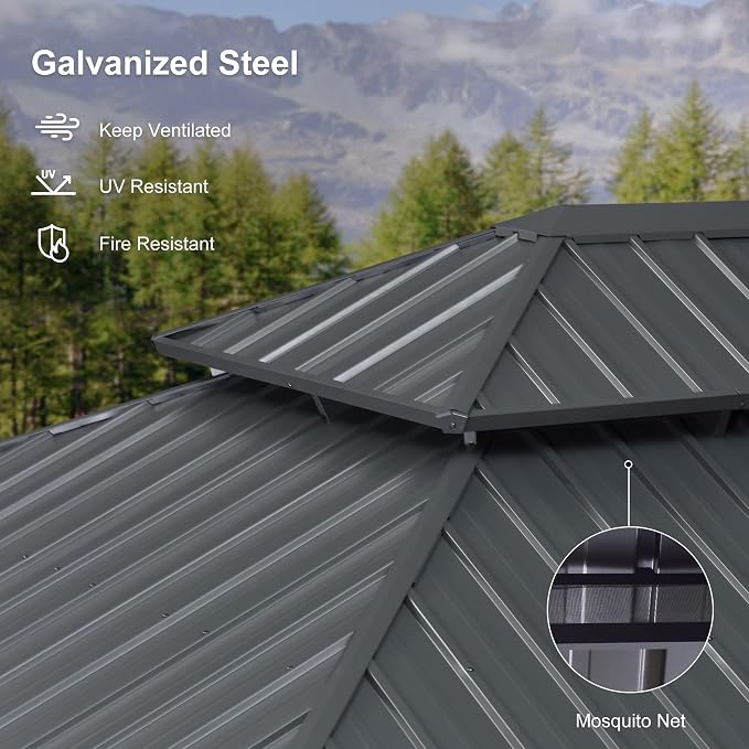 PURPLE LEAF 14' X 16' Permanent Hardtop Gazebo - Image 8
