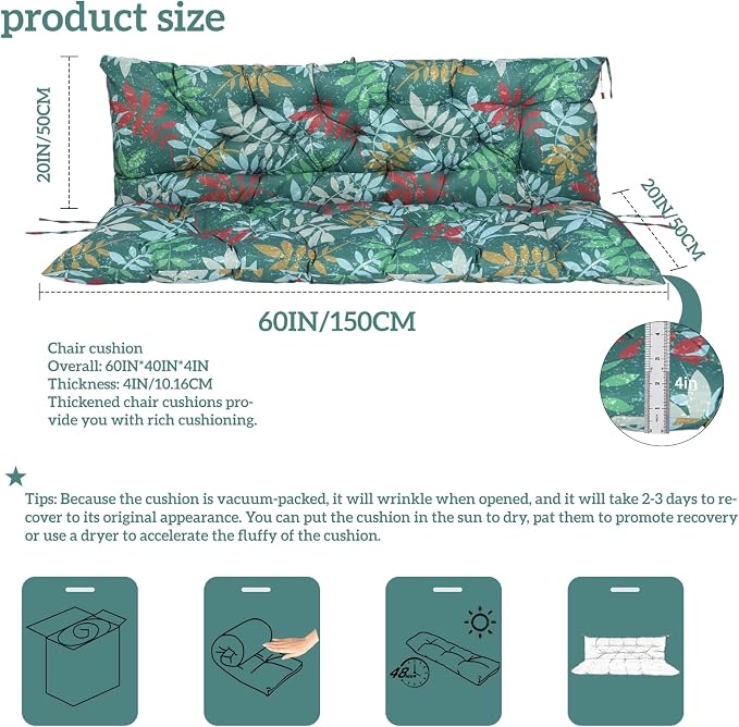 Outside Benches Cushion with Backrest, Thicken Waterproof Swing Cushions 2/3 - Image 5