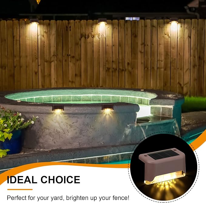 Geelin 32 Pcs Solar Deck Lights Outdoor, Waterproof LED Solar Step Fence Lights - Image 6